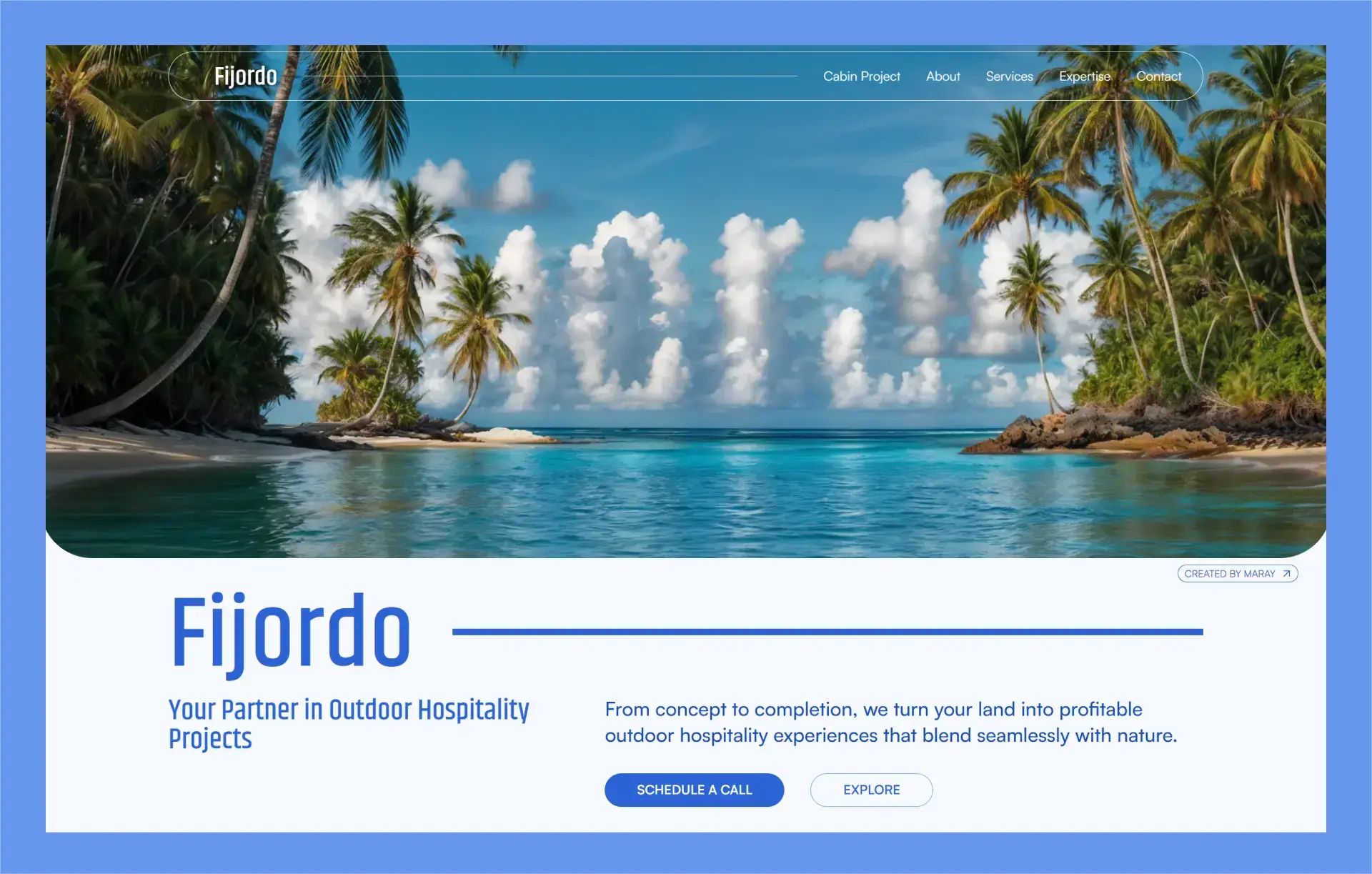A header design of an outdoor consulting firm landing page.