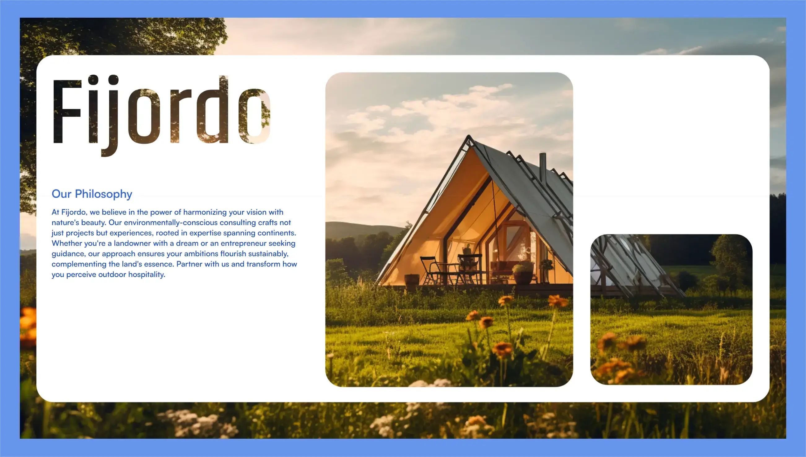 Firm's philosophy section of an outdoor consulting firm landing page.