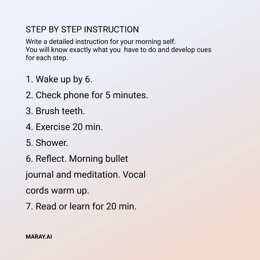 Morning ritual: step by step instruction
