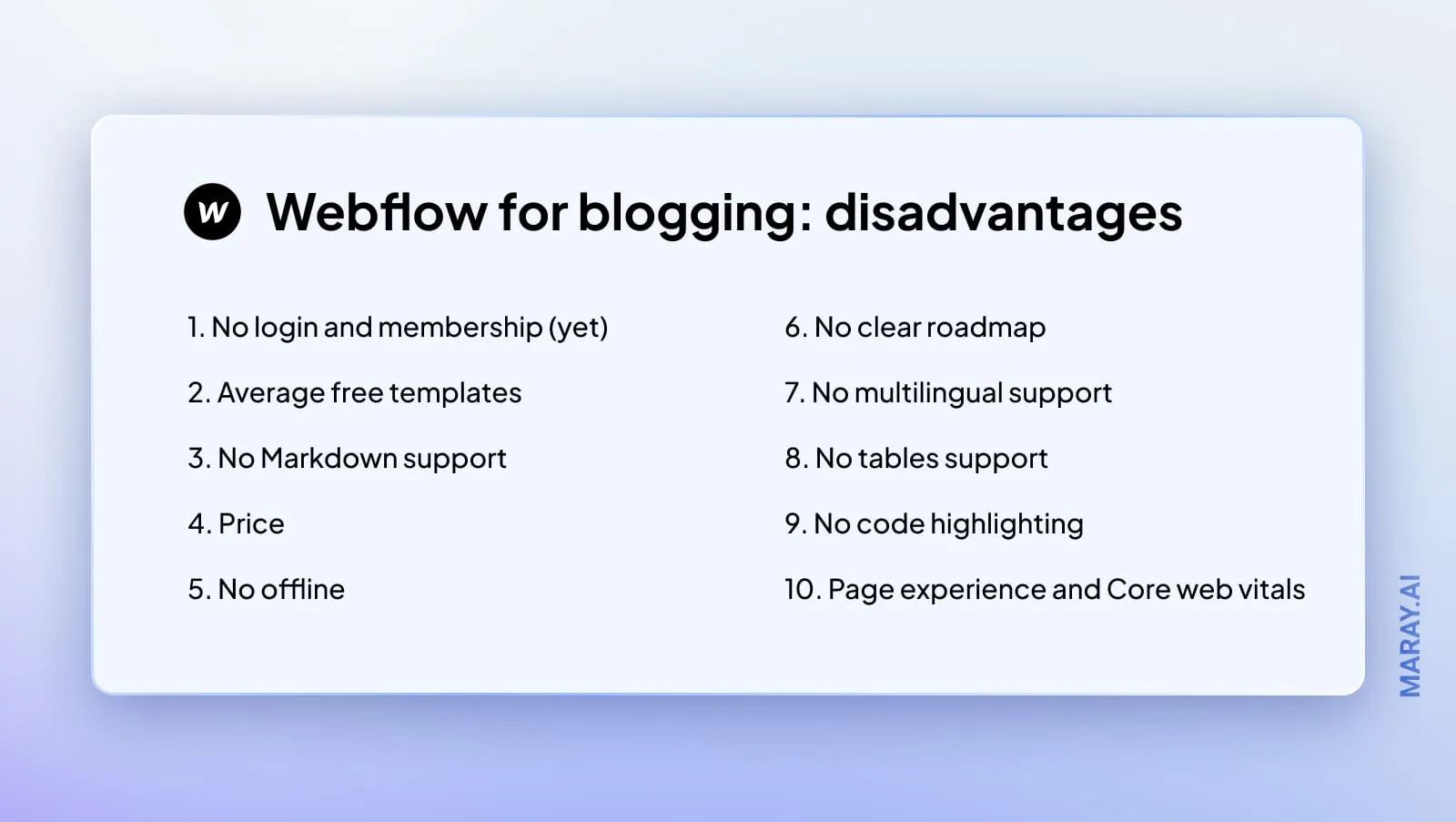 10 features that Webflow lacks as of 2021.