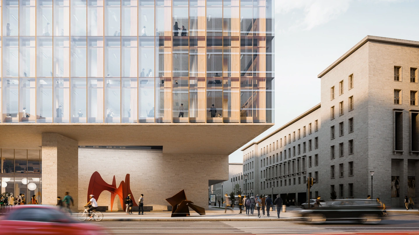Render of the Federal Ministry of Finance expansion competition entry in Berlin.