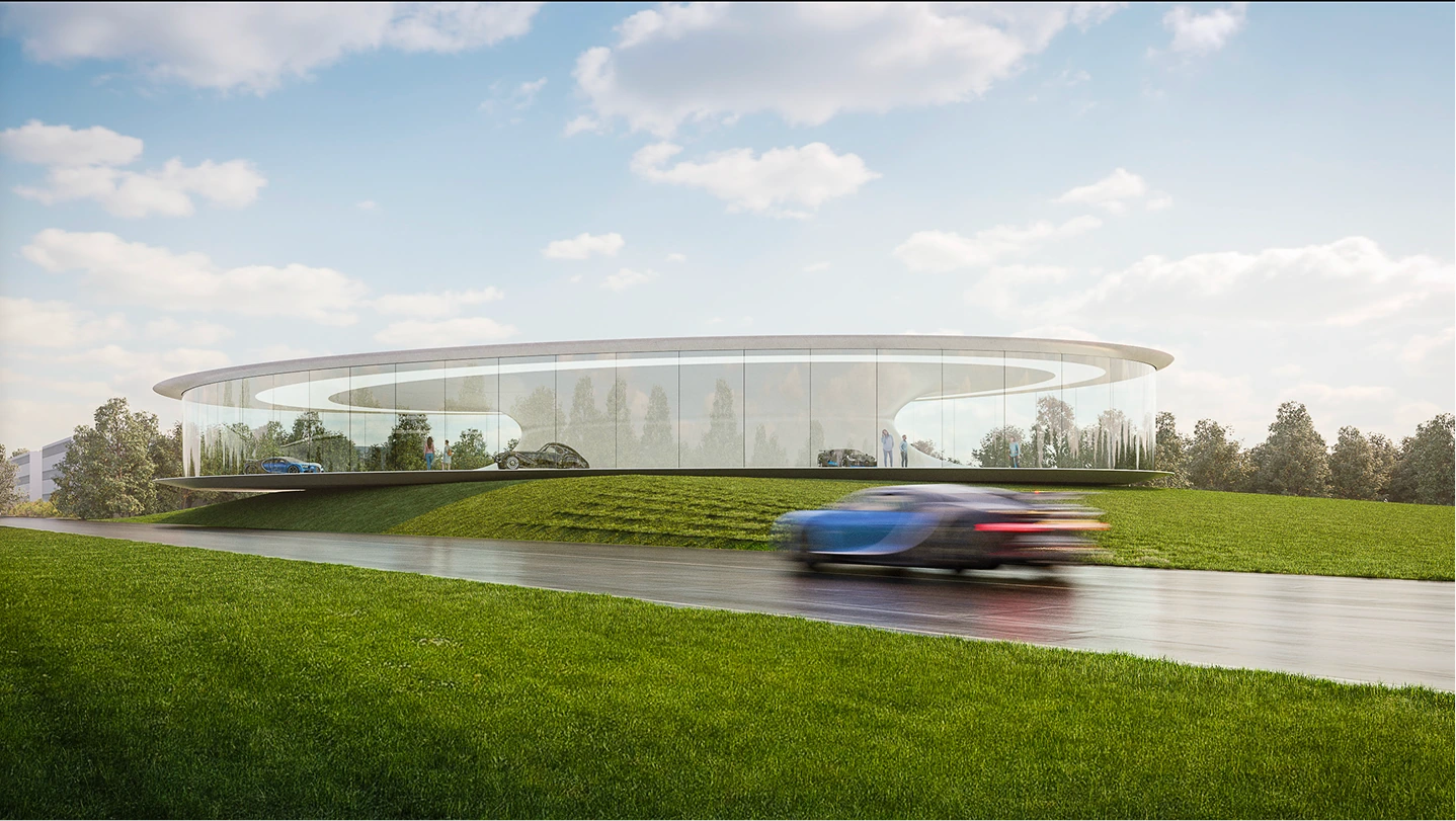 Render of the Bugatti museum proposal.