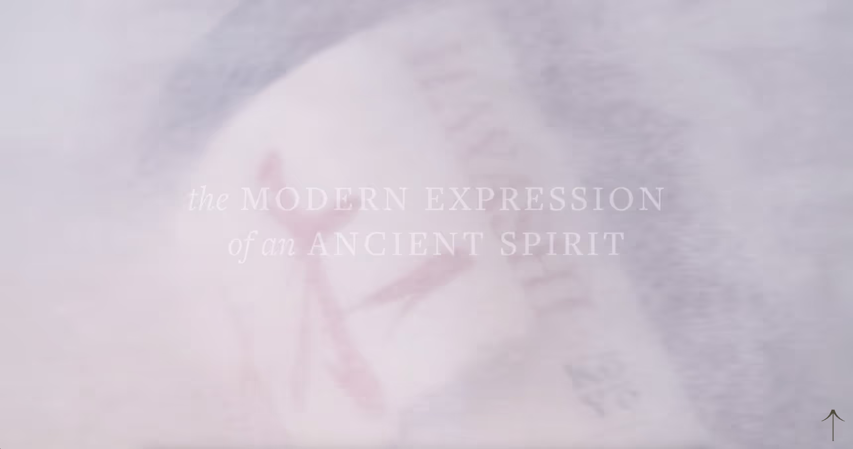 A frame from Hayashi Whisky video reel displayed on the home page of the website. Misty white background with faint text "the MODERN EXPRESSION of an ANCIENT SPIRIT" overlaid, creating an ethereal atmosphere.