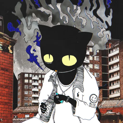 An illustration of a cat by lausse the cat as a cover for a project made in Webflow.