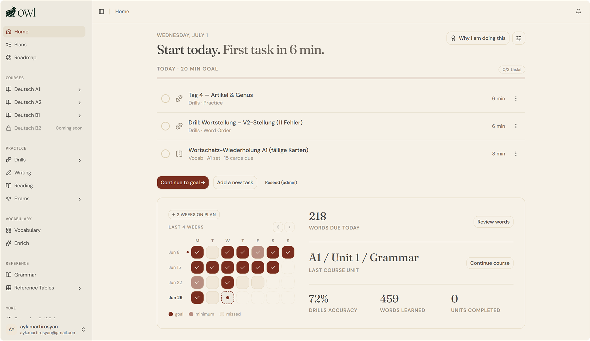 One Who Learns, an AI language-learning product on web and iOS.